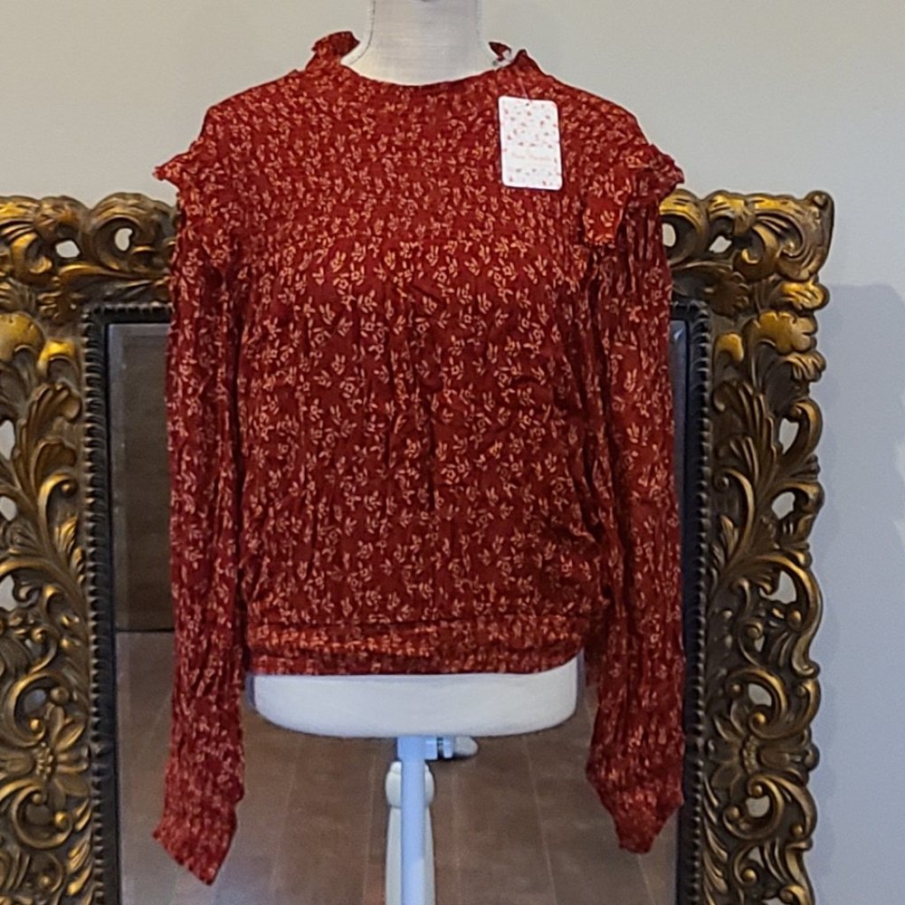 Free people Berry Comb Smocked Neck Top Size L